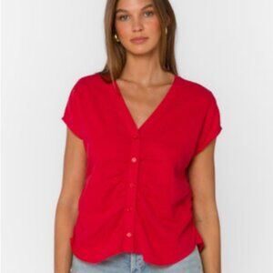Velvet Heart Alena Cap Sleeve Linen Top